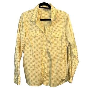 L.L Bean Button Front Roll Tab Polka Dot Shirt